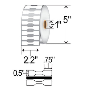 10010064 - 2.2" X 0.5" THERMAL POLYPROPYLENE BUTTERFLY LABEL, PER CASE (6 ROLLS/21,060 LABELS)